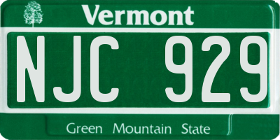 VT license plate NJC929