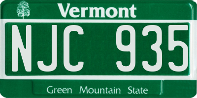 VT license plate NJC935