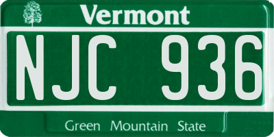 VT license plate NJC936