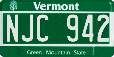 VT license plate NJC942