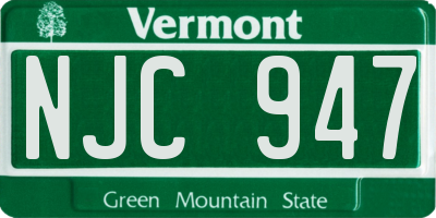VT license plate NJC947