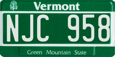 VT license plate NJC958