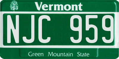 VT license plate NJC959