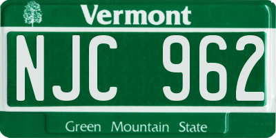 VT license plate NJC962