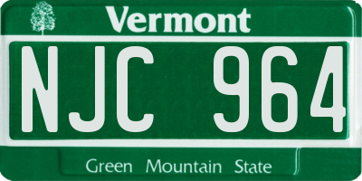 VT license plate NJC964