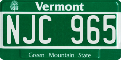 VT license plate NJC965