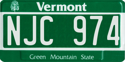 VT license plate NJC974