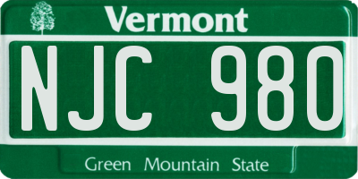 VT license plate NJC980