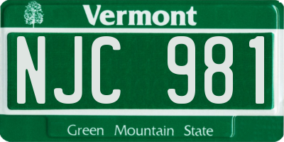VT license plate NJC981