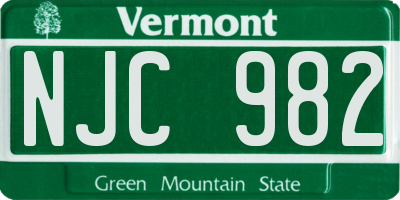 VT license plate NJC982