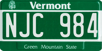 VT license plate NJC984