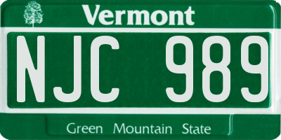 VT license plate NJC989