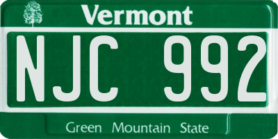 VT license plate NJC992