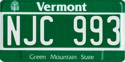 VT license plate NJC993