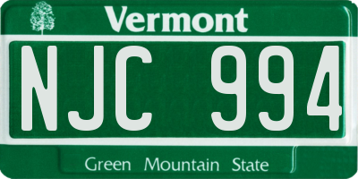 VT license plate NJC994