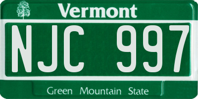 VT license plate NJC997