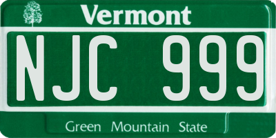 VT license plate NJC999