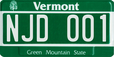 VT license plate NJD001