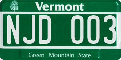 VT license plate NJD003