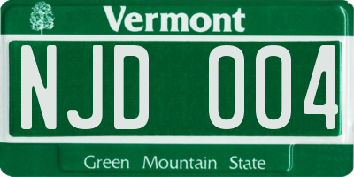 VT license plate NJD004