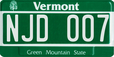 VT license plate NJD007