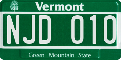VT license plate NJD010