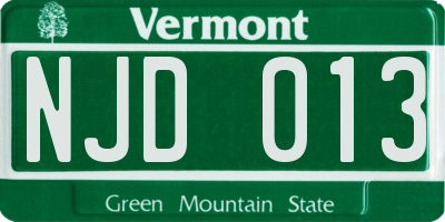 VT license plate NJD013