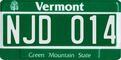 VT license plate NJD014