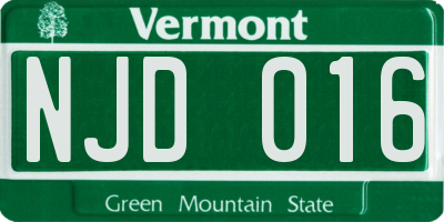 VT license plate NJD016