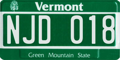 VT license plate NJD018