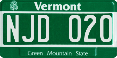VT license plate NJD020