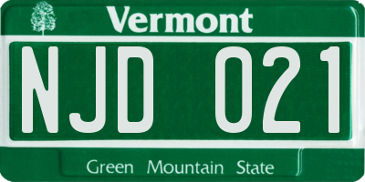 VT license plate NJD021