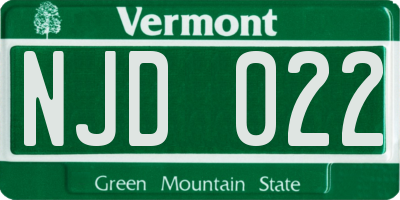 VT license plate NJD022