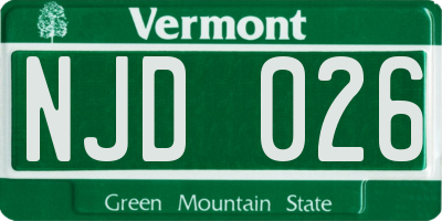 VT license plate NJD026