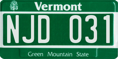 VT license plate NJD031