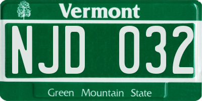 VT license plate NJD032