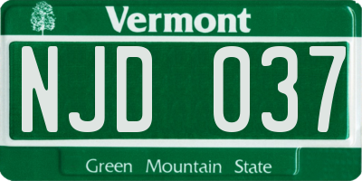 VT license plate NJD037