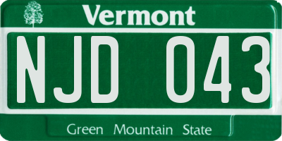 VT license plate NJD043