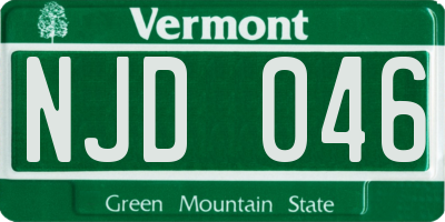 VT license plate NJD046