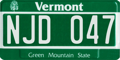 VT license plate NJD047