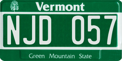 VT license plate NJD057