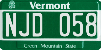 VT license plate NJD058