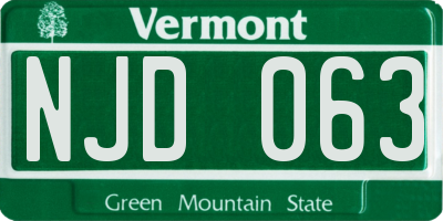 VT license plate NJD063