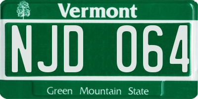 VT license plate NJD064
