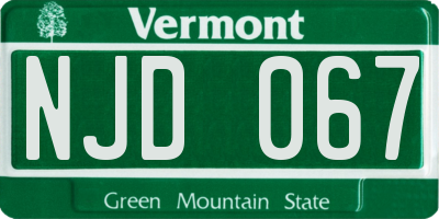 VT license plate NJD067