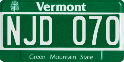 VT license plate NJD070