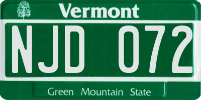 VT license plate NJD072