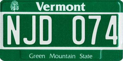 VT license plate NJD074