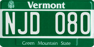 VT license plate NJD080
