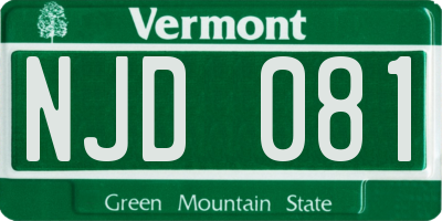 VT license plate NJD081